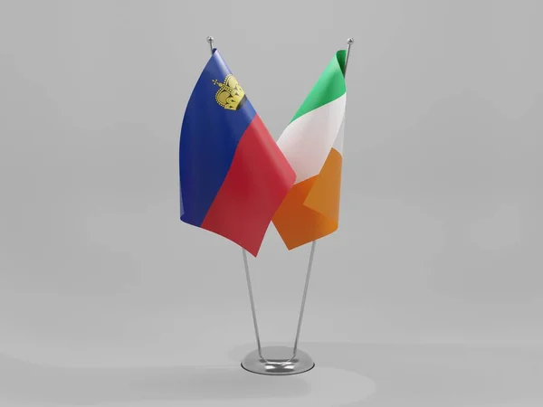 Irlanda Liechtenstein Bandiere Cooperazione Sfondo Bianco Render — Foto Stock