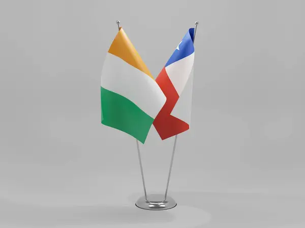 Chile Cote Ivoire Cooperation Flags White Background Render — Stock Photo, Image