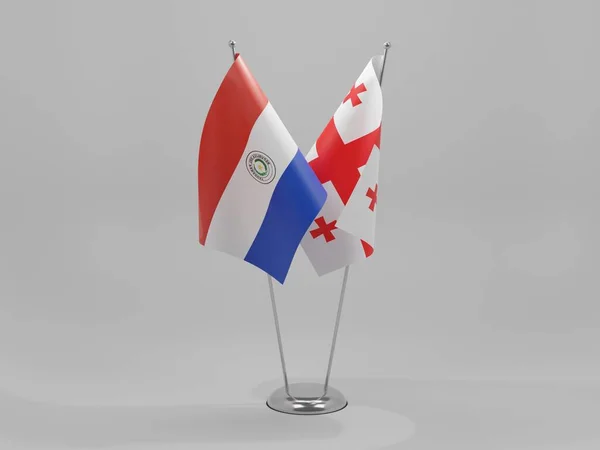 Georgien Paraguay Kooperationsfahnen Weißer Hintergrund Render — Stockfoto