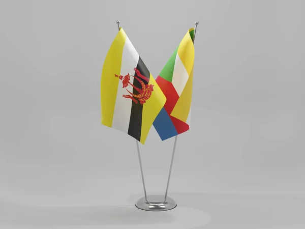 Comoros Brunei Cooperation Flags White Background Render — стокове фото