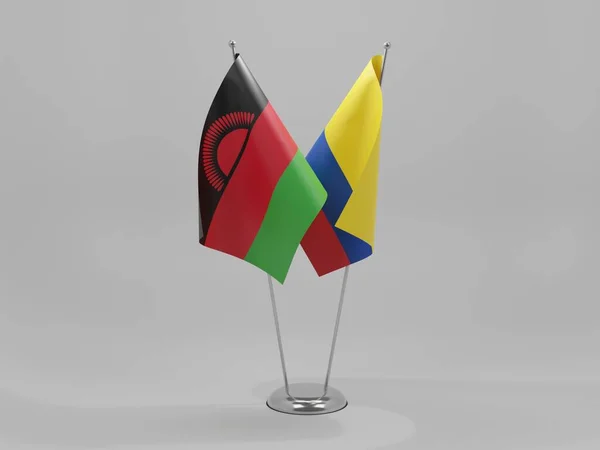 Colombia Bandiere Cooperazione Del Malawi Sfondo Bianco Render — Foto Stock