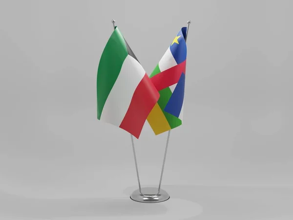 República Centroafricana Banderas Cooperación Kuwait Fondo Blanco Render —  Fotos de Stock