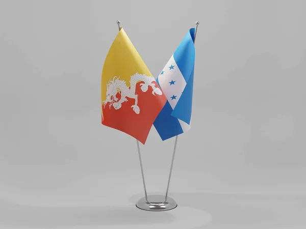 Honduras Drapeaux Coopération Bhoutan Fond Blanc Render — Photo