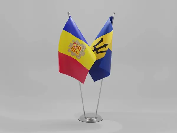 Barbados Andorra Banderas Cooperación Fondo Blanco Render — Foto de Stock