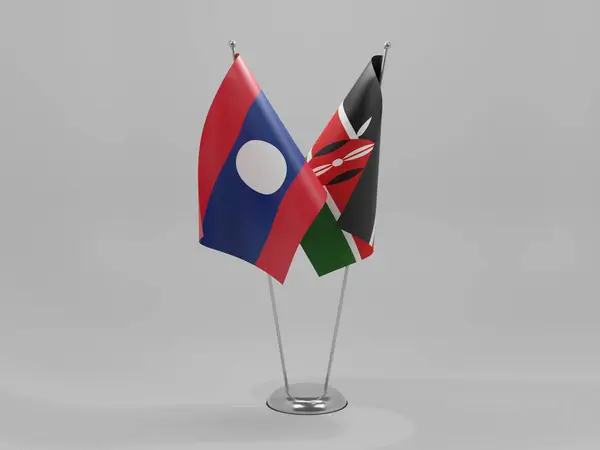 Kenya Bandiere Cooperazione Laos Sfondo Bianco Render — Foto Stock