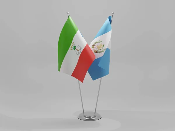 Guatemala Banderas Cooperación Guinea Ecuatorial Fondo Blanco Render — Foto de Stock