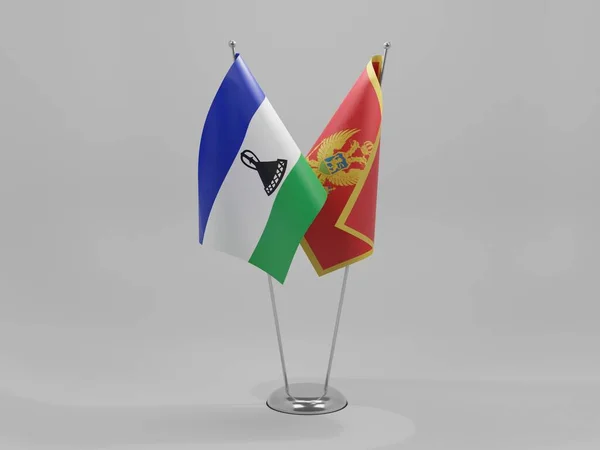 Montenegro Lesotho Samenwerkingsvlaggen Witte Achtergrond Render — Stockfoto