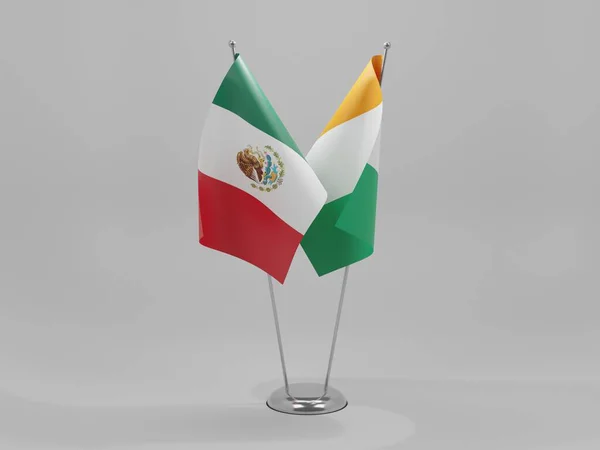 Costa Marfil Banderas Cooperación México Fondo Blanco Render — Foto de Stock