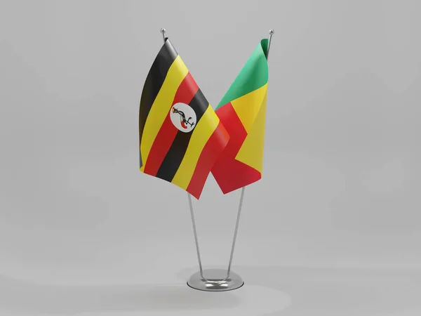 Benin Bandiere Cooperazione Uganda Sfondo Bianco Render — Foto Stock