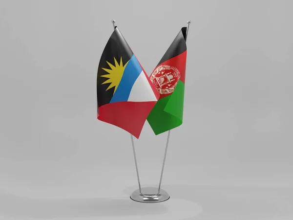 Afganistan Flagi Współpracy Antigui Barbudy Białe Tło Render — Zdjęcie stockowe