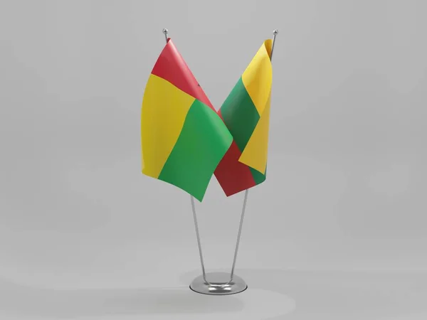 Lituânia Guiné Bissau Bandeiras Cooperação Fundo Branco Render — Fotografia de Stock