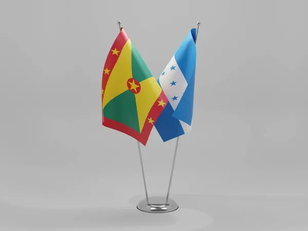 Honduras Bandiere Cooperazione Grenada Sfondo Bianco Render — Foto Stock