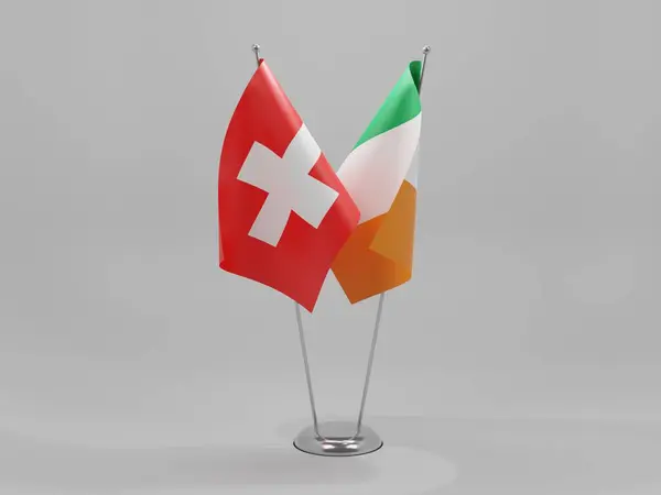 Ирландия Швейцария Флаги Сотрудничества Белый Фон Рендер — стоковое фото