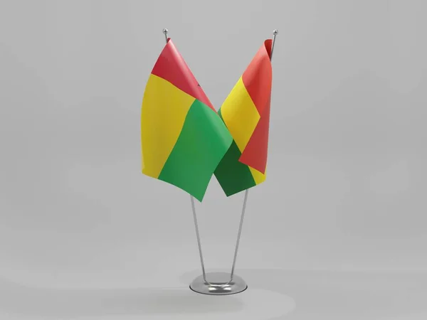 Bolívia Guinea Bissau Guinea Együttműködési Zászlók Fehér Háttér Render — Stock Fotó