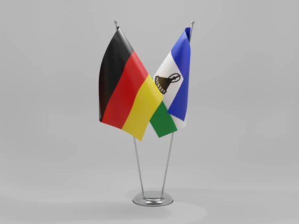 Lesoto Bandeiras Cooperação Alemanha Fundo Branco Render — Fotografia de Stock