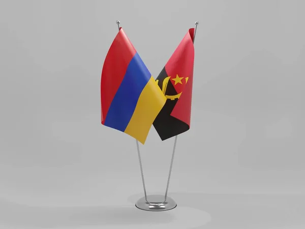 アンゴラ アルメニア協力旗 白背景 3Dレンダリング — ストック写真