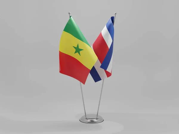 Costa Rica Bandeiras Cooperação Senegal Fundo Branco Render — Fotografia de Stock