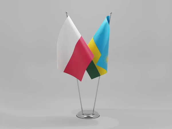 Ruanda Bandiere Cooperazione Polonia Sfondo Bianco Render — Foto Stock