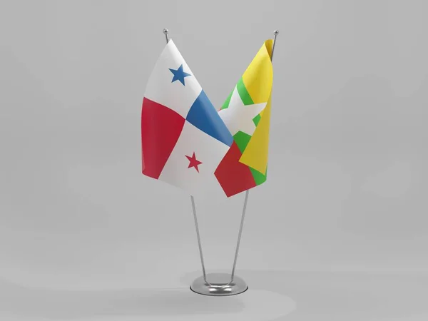 Myanmar Panama Cooperation Flags White Background Render — 图库照片