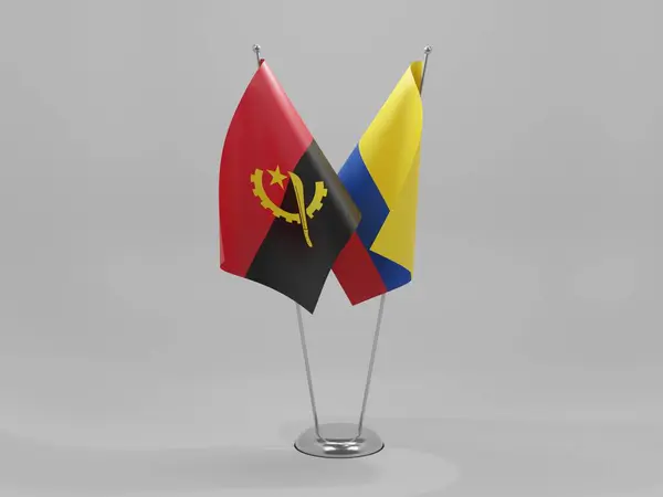 Kolumbia Angola Flagi Współpracy Białe Tło Render — Zdjęcie stockowe