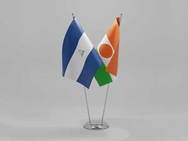 Σημαίες Συνεργασίας Νίγηρα Νικαράγουα Λευκό Φόντο Render — Φωτογραφία Αρχείου