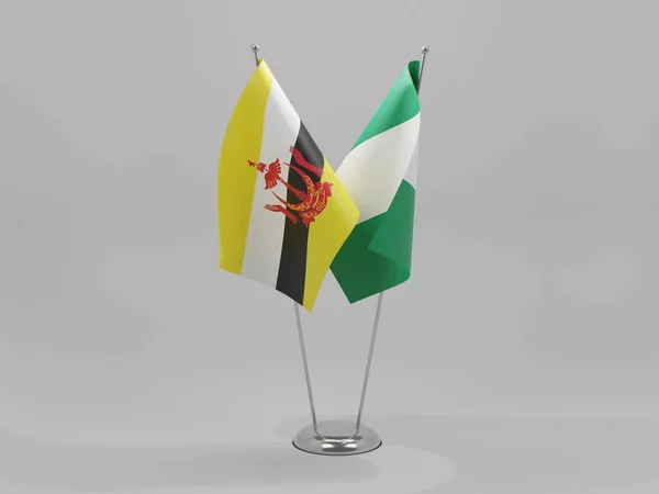 Nigeria Bandiere Cooperazione Brunei Sfondo Bianco Render — Foto Stock
