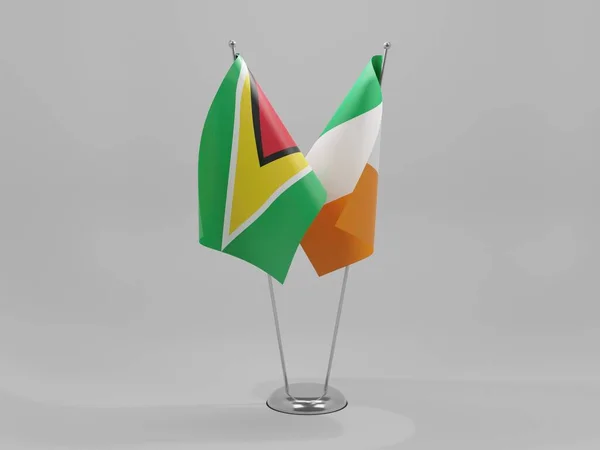 Ireland Guyana Cooperation Flags White Background Render — Stock Photo, Image