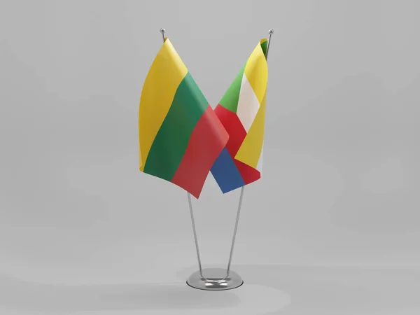 Коморские Острова Флаги Кооперации Lithuania Белый Фон Render — стоковое фото