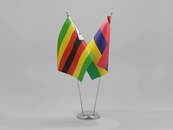 Mauricio Banderas Cooperación Zimbabue Fondo Blanco Render —  Fotos de Stock