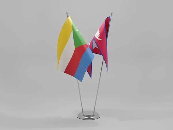 Nepal Comoros Cooperation Flags White Background Render — 스톡 사진