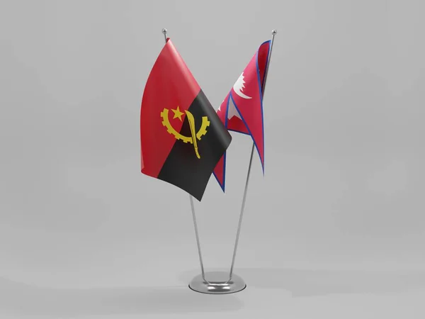 Nepal Angola Flagi Współpracy Białe Tło Render — Zdjęcie stockowe