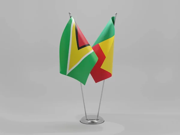 Benin Guyana Samarbejdsflag Hvid Baggrund Render - Stock-foto