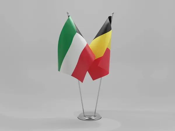 Belgium Kuwait Cooperation Flags White Background Render — Stock Photo, Image