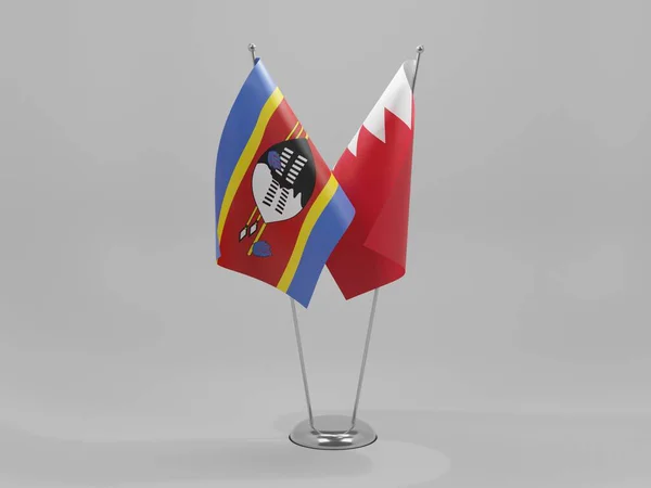 Bahrain Swaziland Cooperation Flags White Background Render — Stok Foto