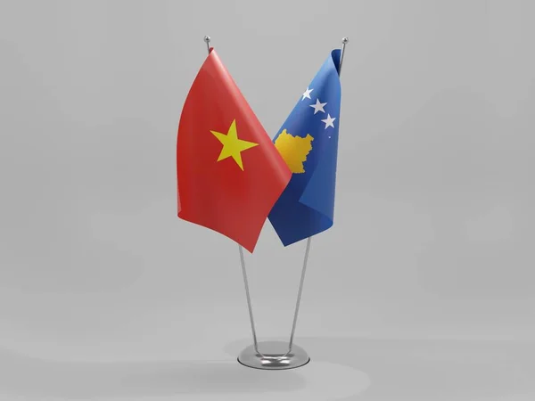 Kosovo Vietnam Samenwerkingsvlaggen Witte Achtergrond Render — Stockfoto