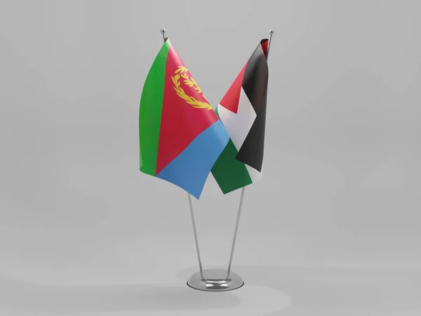 Jordania Erytrea Flagi Współpracy Białe Tło Render — Zdjęcie stockowe