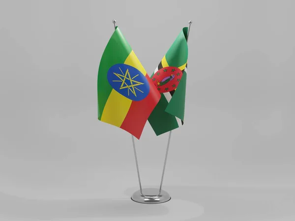 Dominica Ethiopia Cooperation Flags White Background Render — Stock Photo, Image