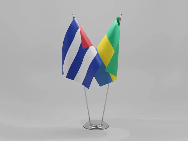 Gabun Kuba Kooperationsfahnen Weißer Hintergrund Render — Stockfoto