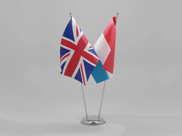 Luxemburgo Reino Unido Bandeiras Cooperação Fundo Branco Render — Fotografia de Stock
