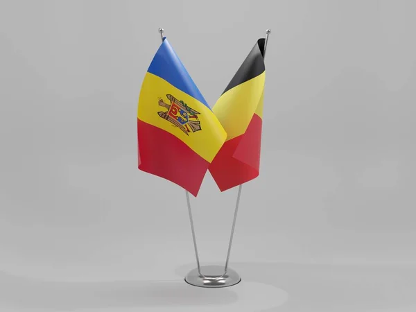 Βέλγιο Μολδαβία Σημαίες Συνεργασίας Λευκό Φόντο Render — Φωτογραφία Αρχείου