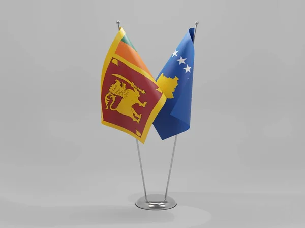 Σημαίες Συνεργασίας Κοσσυφοπεδίου Σρι Λάνκα Λευκό Φόντο Render — Φωτογραφία Αρχείου