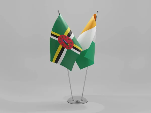 Cote Ivoire Dominica Flaggen Weißer Hintergrund Render — Stockfoto