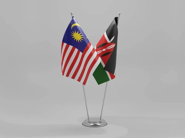Kenya Malaysia Cooperation Flags White Background Render — 스톡 사진