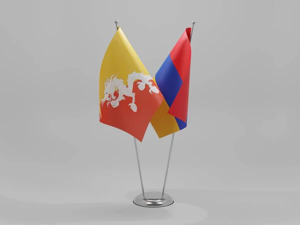 Armenien Bhutan Kooperationsflaggen Weißer Hintergrund Render — Stockfoto