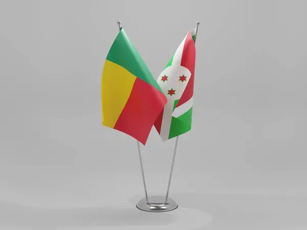Burundi Benin Flagi Współpracy Białe Tło Render — Zdjęcie stockowe