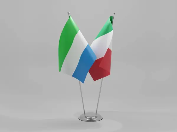 Italie Sierra Leone Drapeaux Coopération Fond Blanc Render — Photo