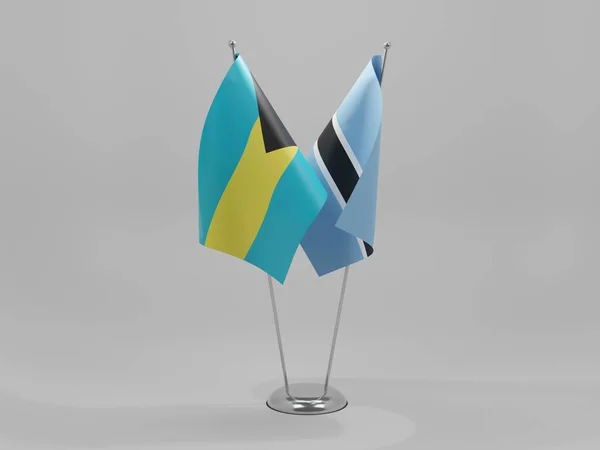 Botsuana Bandeiras Cooperação Bahamas Fundo Branco Render — Fotografia de Stock