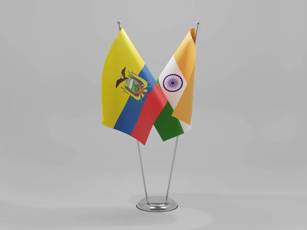 Banderas Cooperación India Ecuador Fondo Blanco Render — Foto de Stock