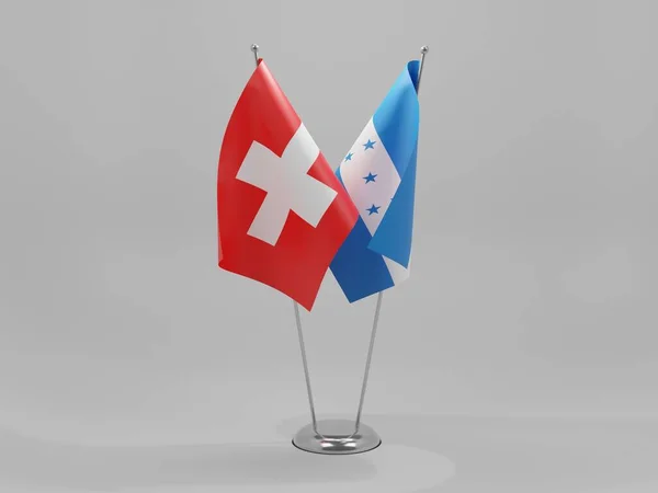 Honduras Suiza Banderas Cooperación Fondo Blanco Render —  Fotos de Stock