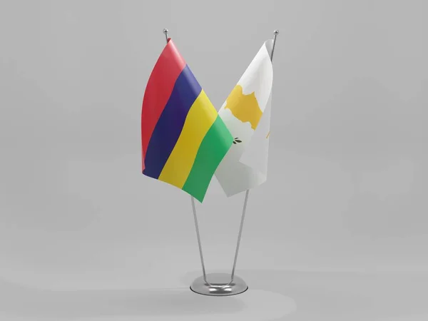 Cyprus Mauritius Cooperation Flags White Background Render — Stock Photo, Image